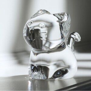Baccarat Minimals France Crystal Cat Kitty Glass Decoration Paper Weight